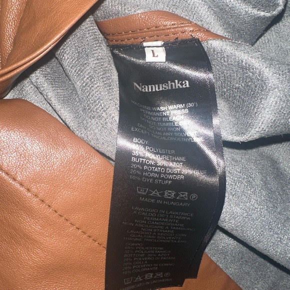 Nanuska Vegan Leather Brown Men’s Shirt Size Large - Picture 6 of 8